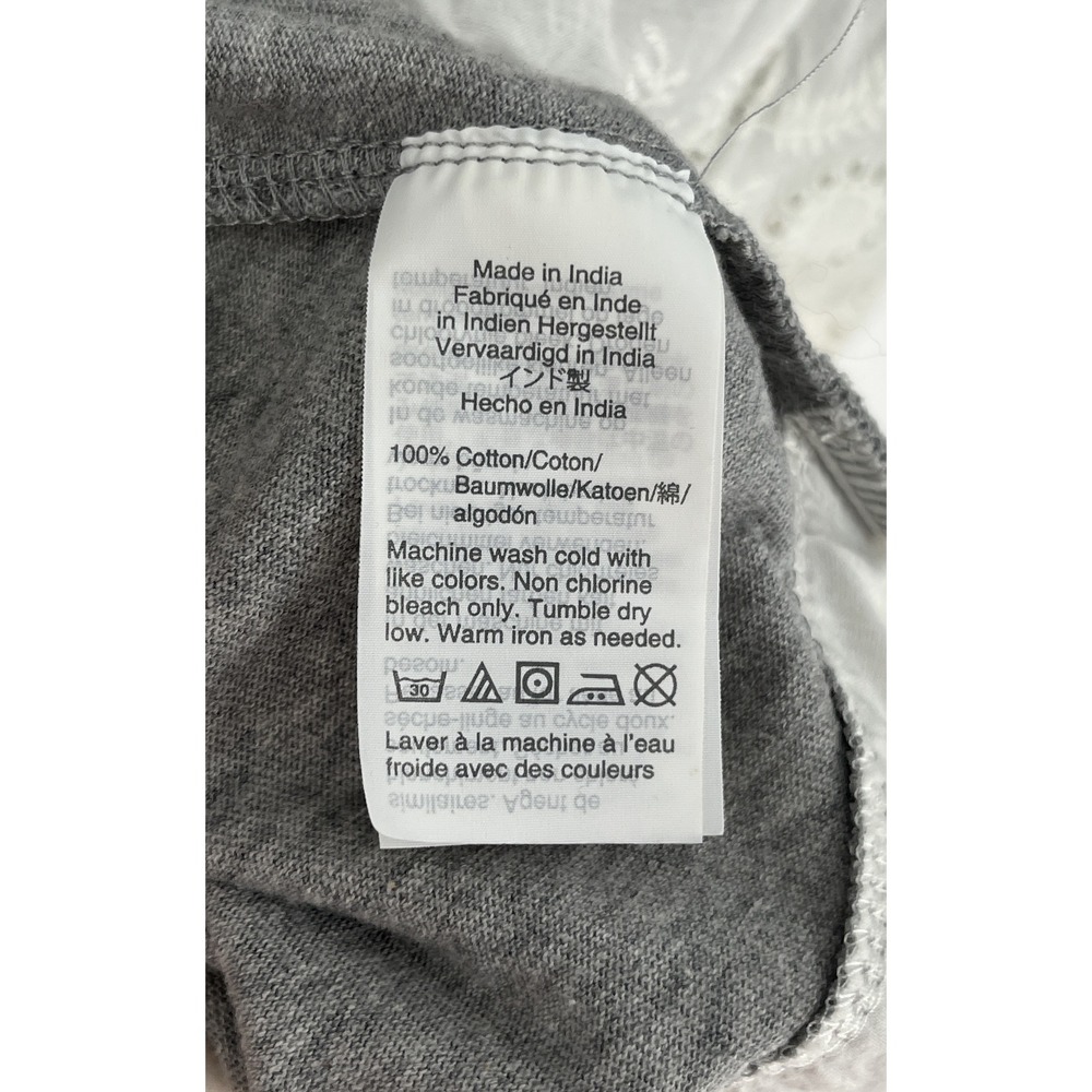 J by J Crew Womens L Cotton Eyelet Trim Hem Gray Top Long Sleeve Relaxed - Picture 6 of 8